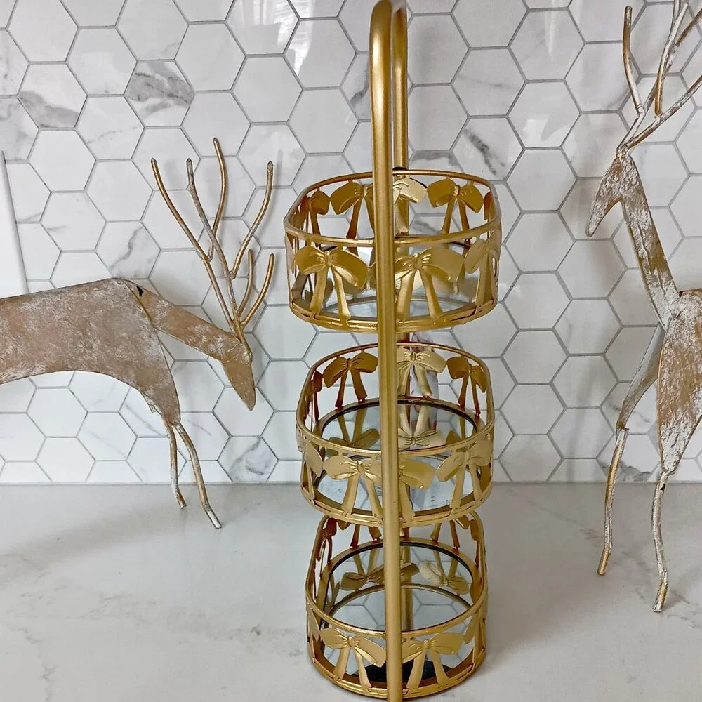NEW! MIRRORED Tiered VANITY TRAY W/BOWS